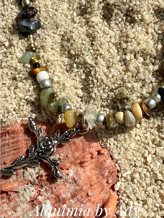 Alquimia Jewelry - Multi stone Rosary Necklace with Crucifix